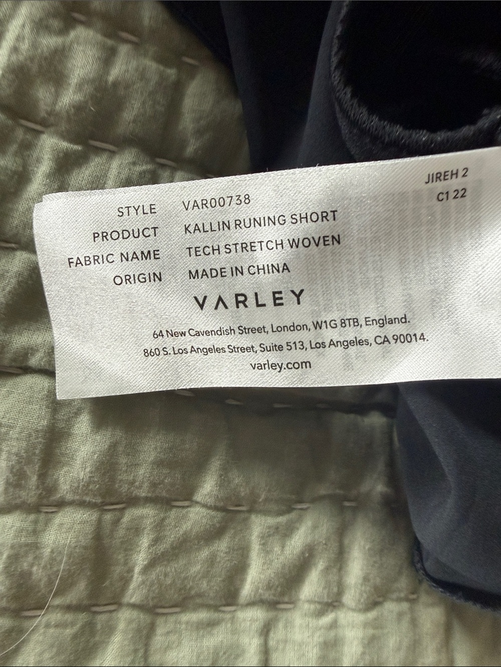 Varley Black Athletic Running Shorts with Pink Drawstring - Picture 3 of 5